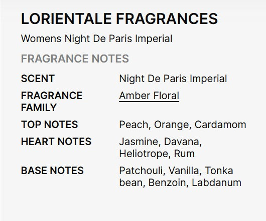Night De Paris Imperial by L'orientale Fragrances (EDP) for Women 3.4 fl oz / 100 ml