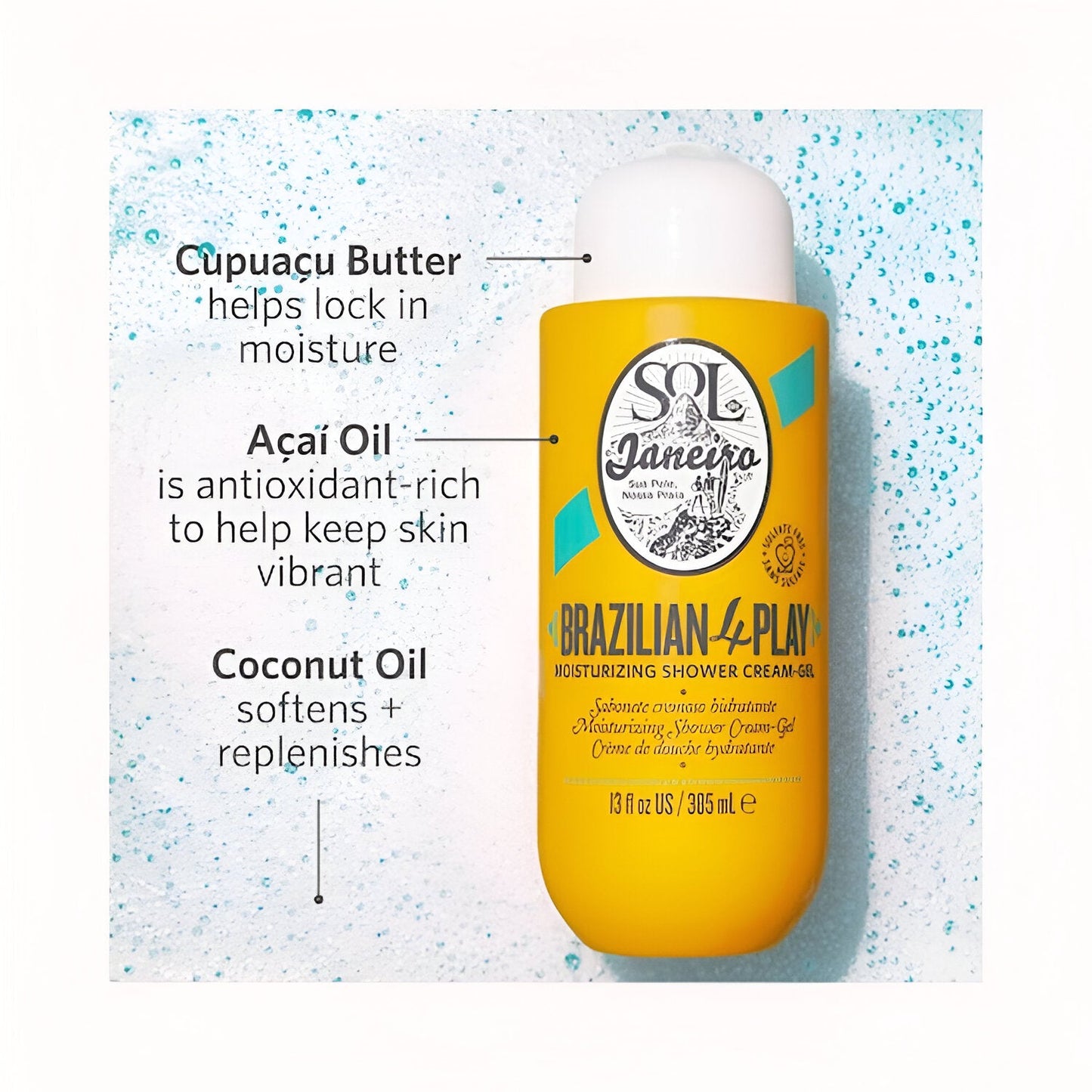 Sol de Janeiro Brazilian 4 Play Moisturizing Shower Cream-Gel - 13 oz/385 ml