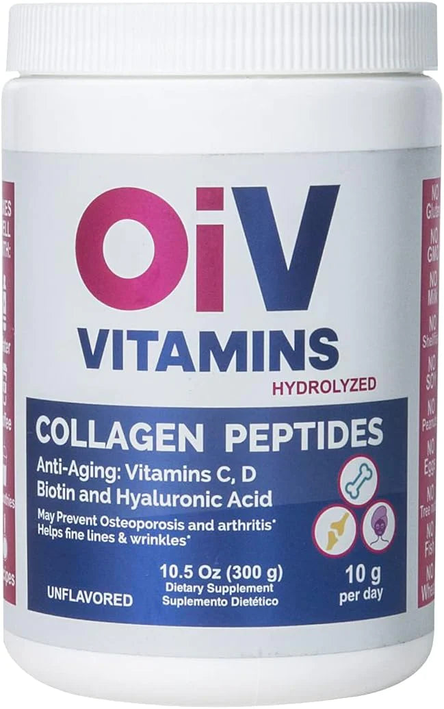 OIV Vitamins Collagen Peptides Powder, Promotes Hair, Nail, Skin, Bone and Joint Health, Unflavored