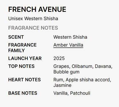 French Avenue Western Shisha Eau de Parfum - 3.4 FL OZ / 100 ML