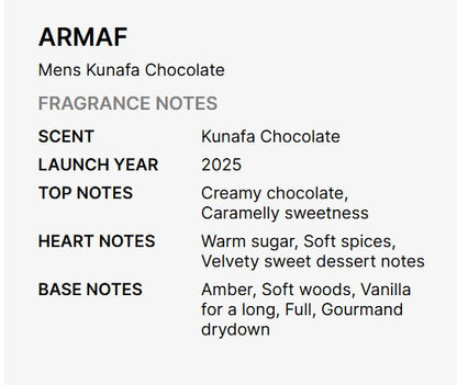 Armaf Kunafa Chocolate Eau de Parfum for Men - 2.37 FL OZ / 70 ML